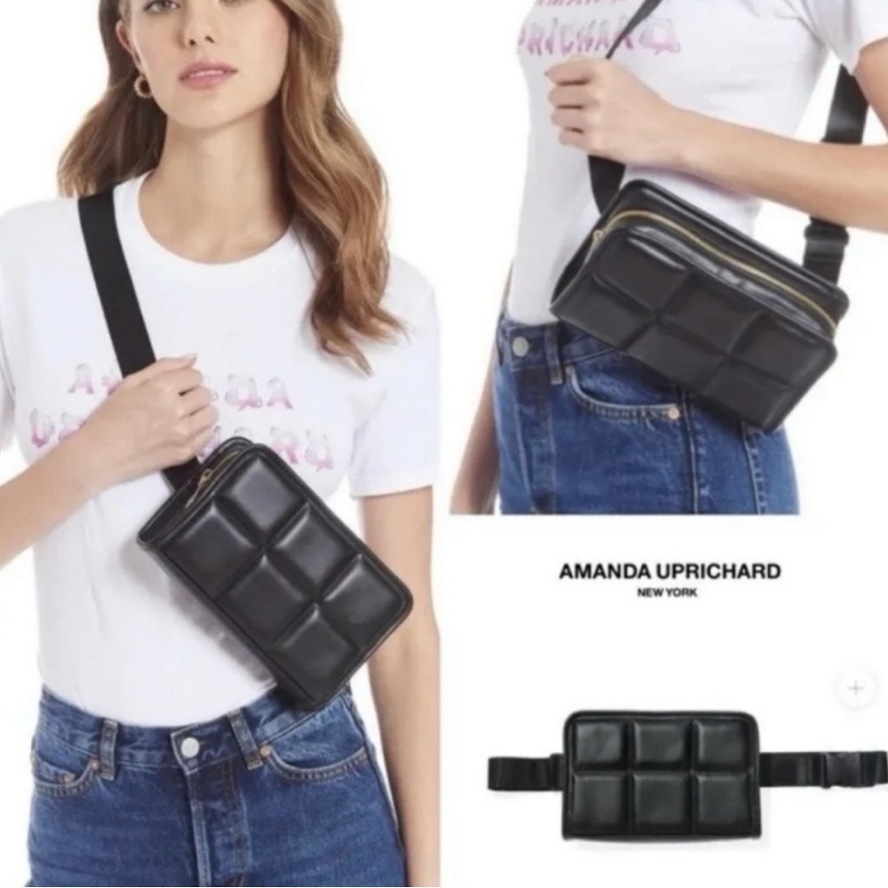 Amanda Uprichard Black Puffy Belt Bag Quilted Chocolate Bar Crossbody-black